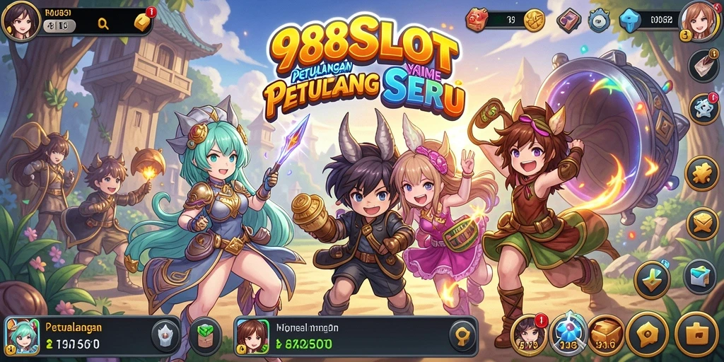 Gameplay seru dalam 988SLOT dengan karakter anime yang menggemaskan.