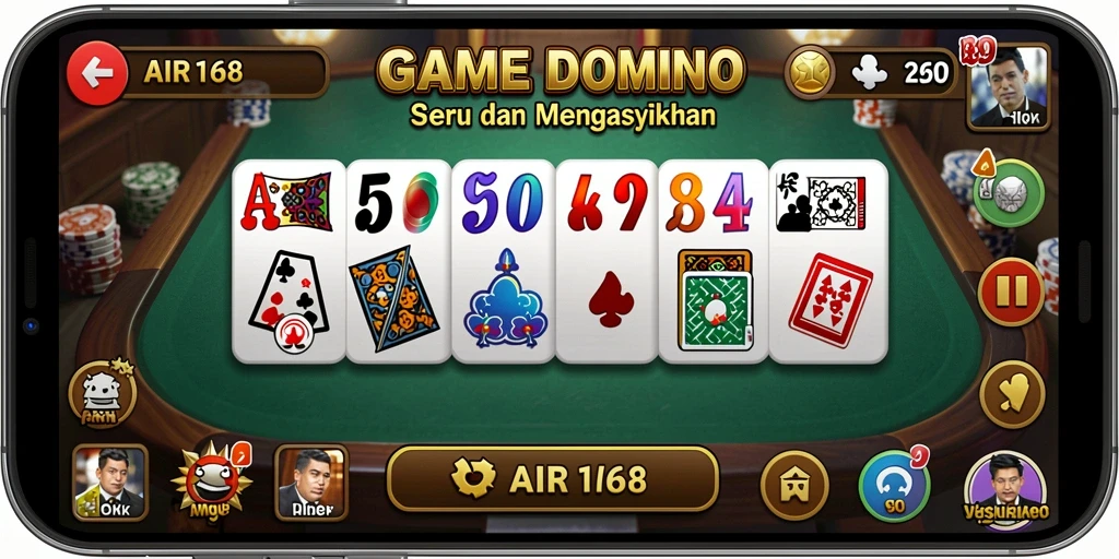 Tampilan gameplay seru pada AIR168 dengan domino yang menantang.