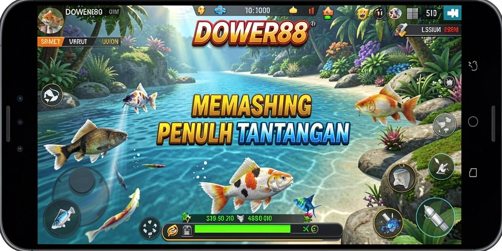 Tangkapan terbaik dalam gameplay DOWER88 saat memancing ikan besar.