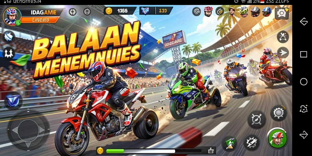 Tangkapan layar gameplay dari IDAGAME dengan mobil balap yang sedang beraksi.