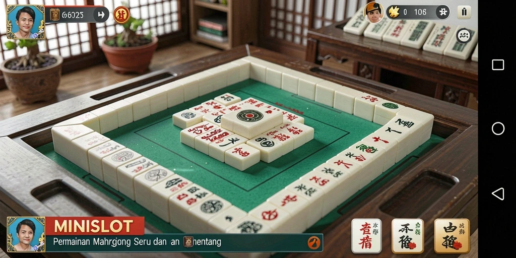Tampilan gameplay <strong>MINISLOT</strong> dengan elemen Mahjong yang menarik.