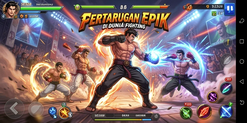 Tangkapan layar SE328 menampilkan aksi pertarungan yang mendebarkan.