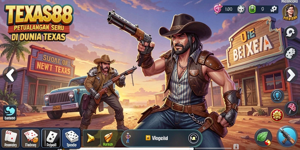 Screenshot utama TEXAS88 menampilkan aksi seru dalam petualangan yang menantang.